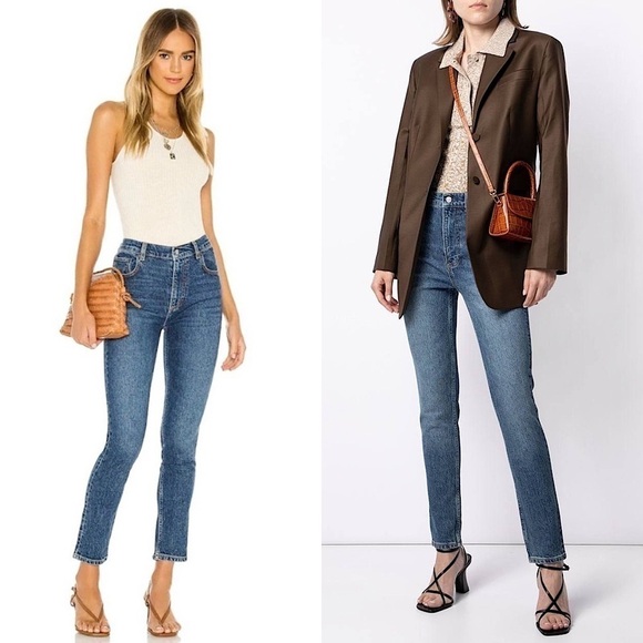 NWT BOYISH High Rise Organic Cotton Stretch Dark Denim Slim Straight Leg Jean 27 - Picture 1 of 8